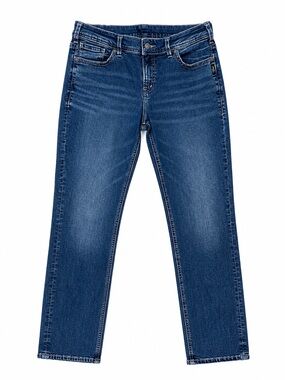 Silver Jeans Co Elyse Straight Jeans 14W Dark Wash Stretch Denim 28” Inseam
